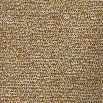 Woven fabric sample, muted gold and creamy beige, irregular dense texture with subtle repeating pattern and matte finish.